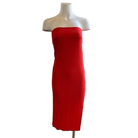 NWT Enza Costa Jersey Side Slit Skirt or Strapless Dress Medium M Red - Picture 1 of 4